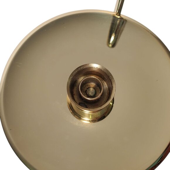 Vtg Baldwin Brass Chamberstick Taper Candle Holder Loop Handle Drip Saucer 8" - Picture 6 of 7